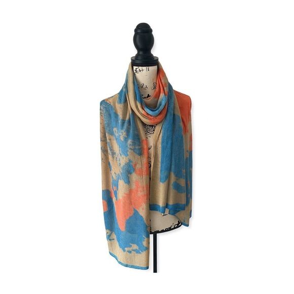 Large Abstract Print Scarf | Colorful Shimmer Wrap - Picture 4 of 5